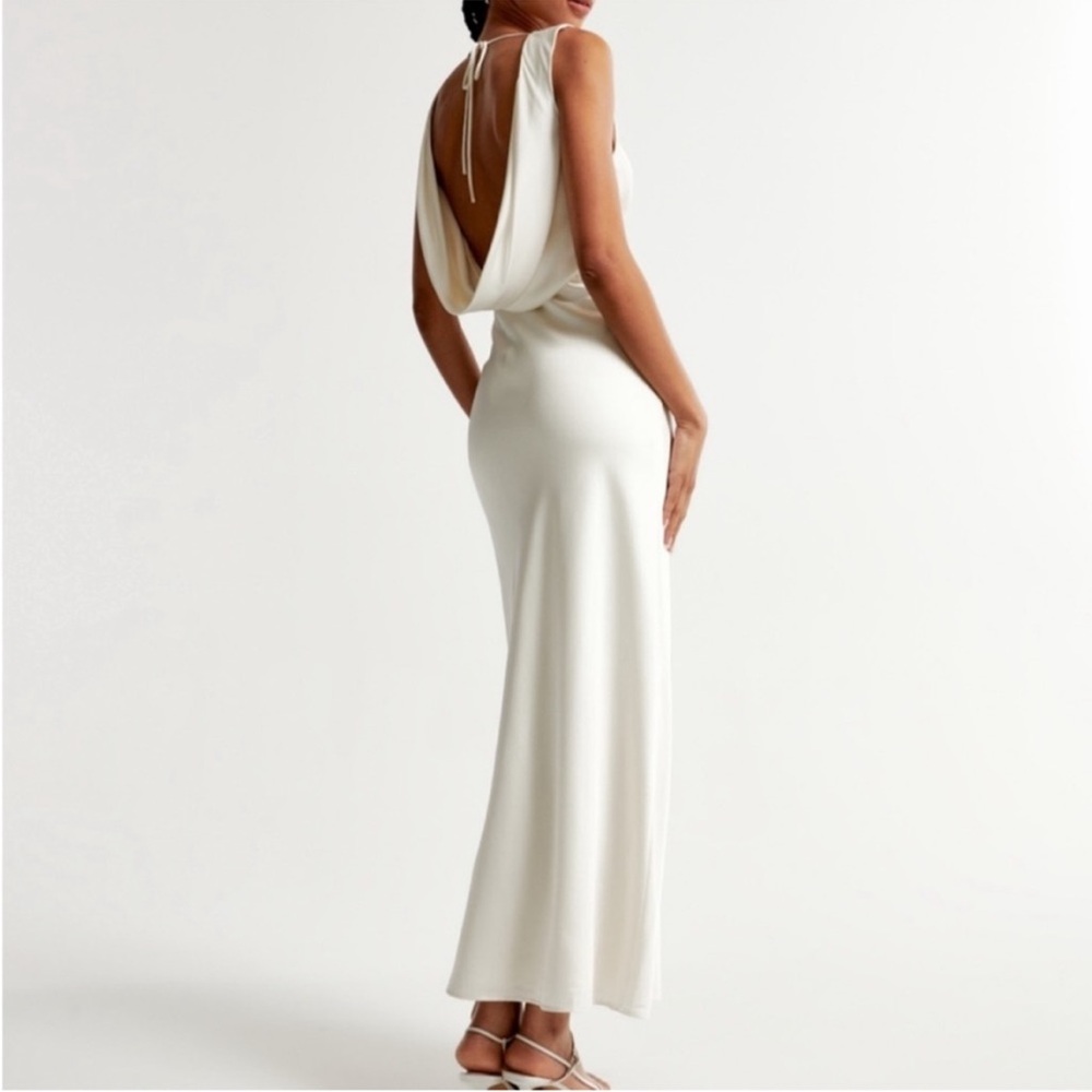 Plunge Cowl Back Maxi Dress